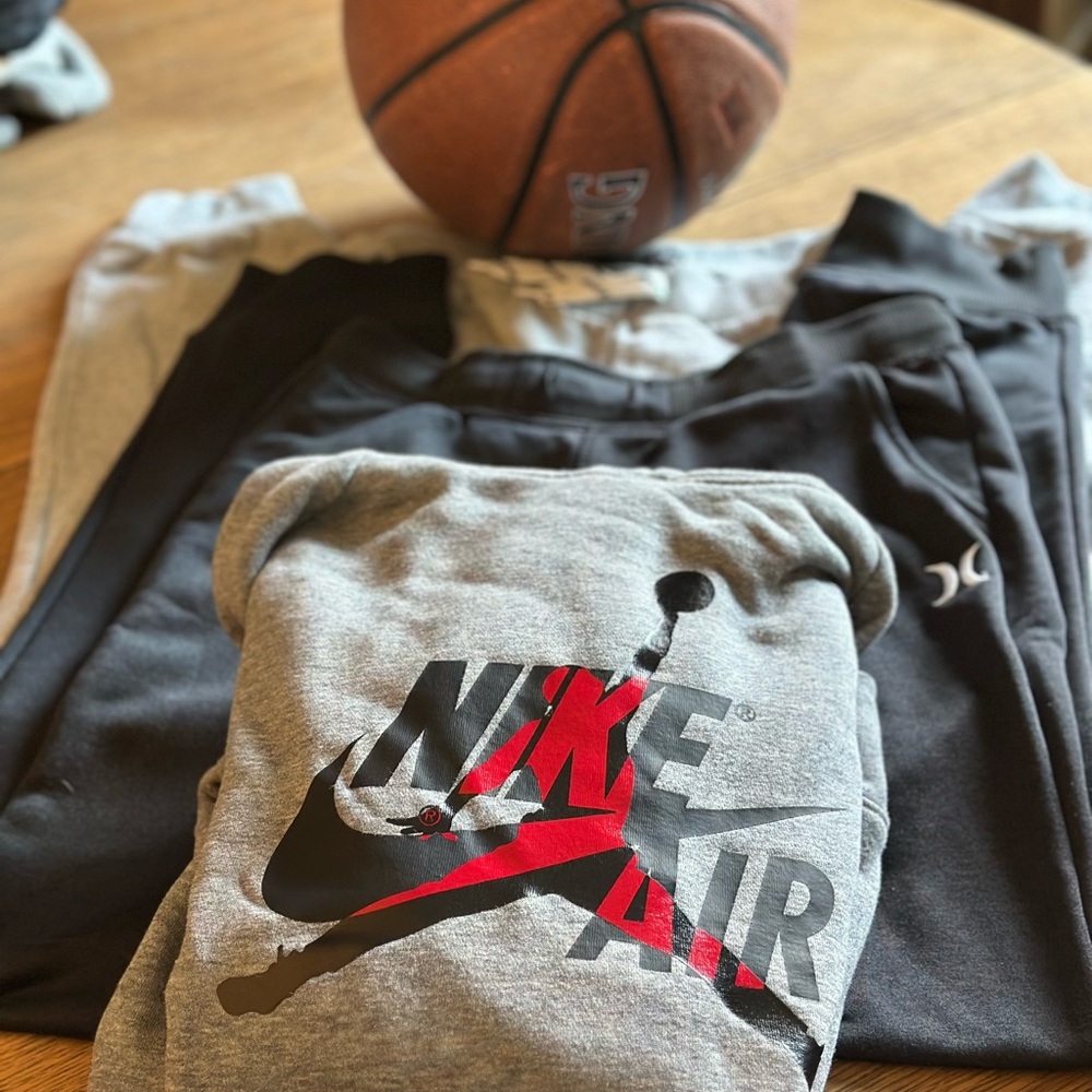 Nike Gray and Black Kids Hoodie with 2 free pairs of sweatpants (not Nike)